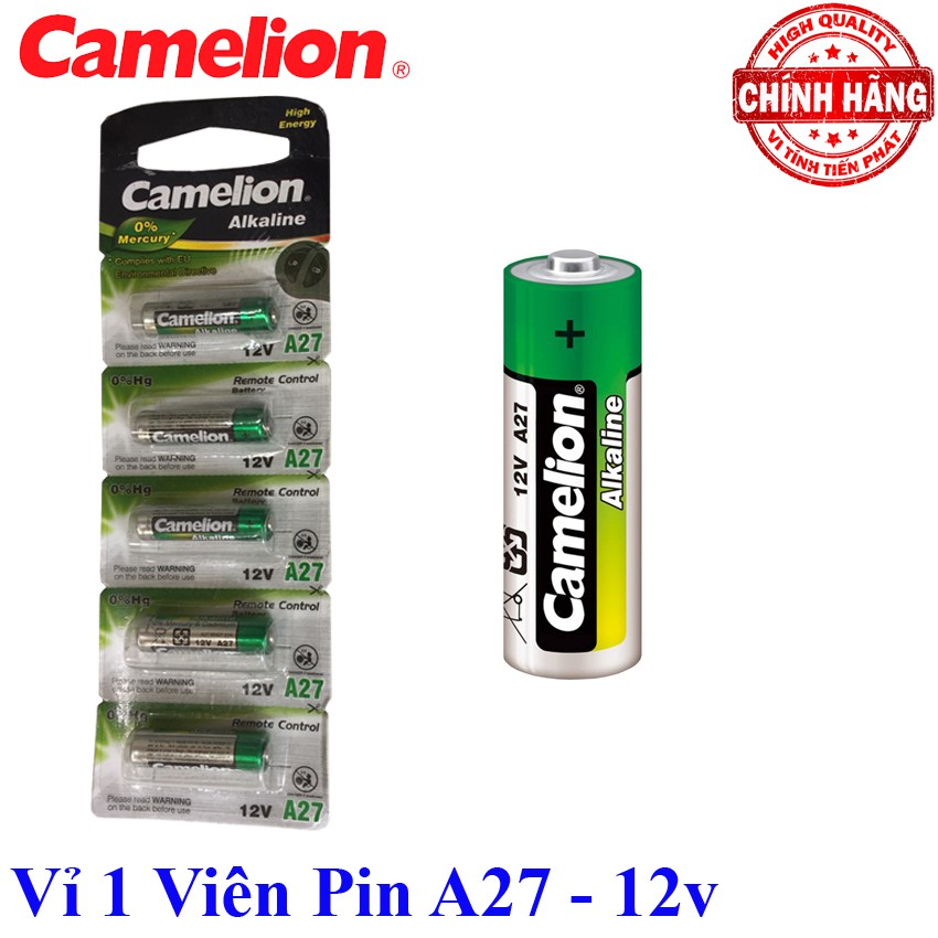 Vỉ 1 viên Pin A27 12V Camelion Alkaline - dùng cho điều kiển cửa cuốn, từ xa, ôtô, điều hòa, quạt ...