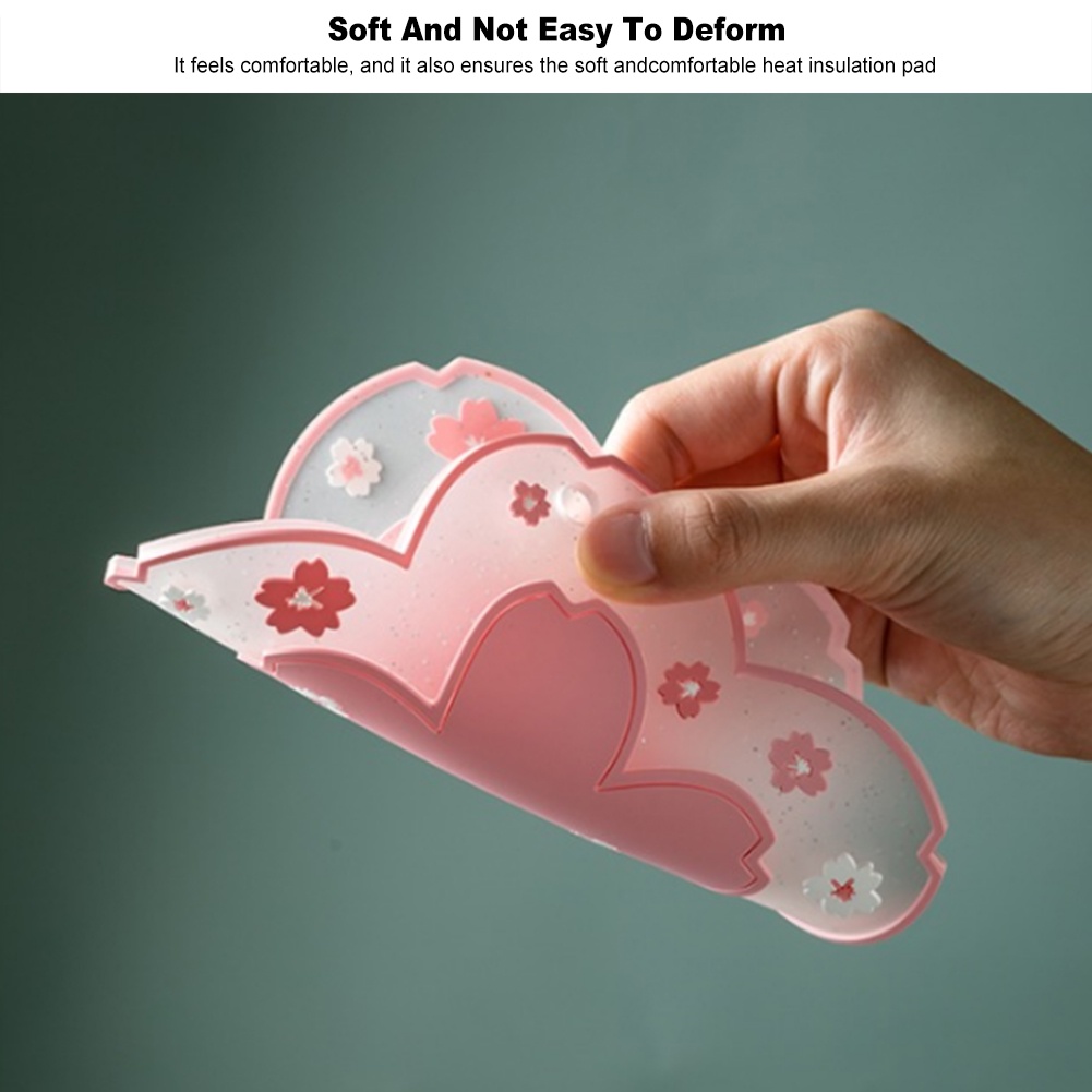 Đế Lót Ly Cách Nhiệt Chống Trơn Hình Hoa Anh Đào Sáng Tạo Có Thể Tái Sử Dụng