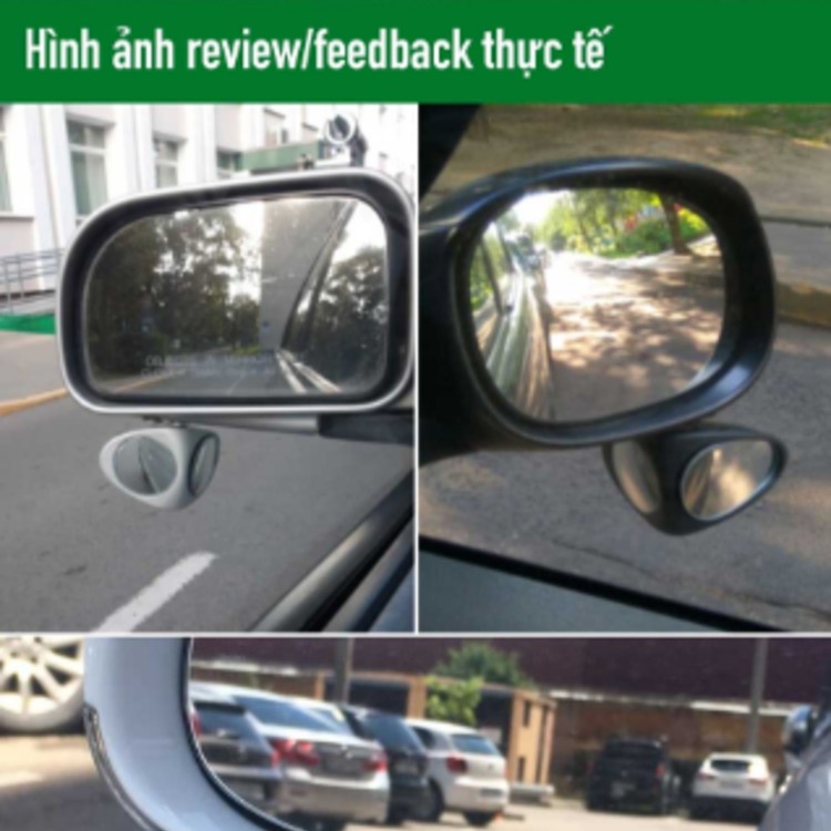 Gương cầu lồi 3D xóa điểm mù quan sát 2 bánh xe trước sau, gương xoay 360 dán lên gương kính chiếu hậu chính cho xe hơi,