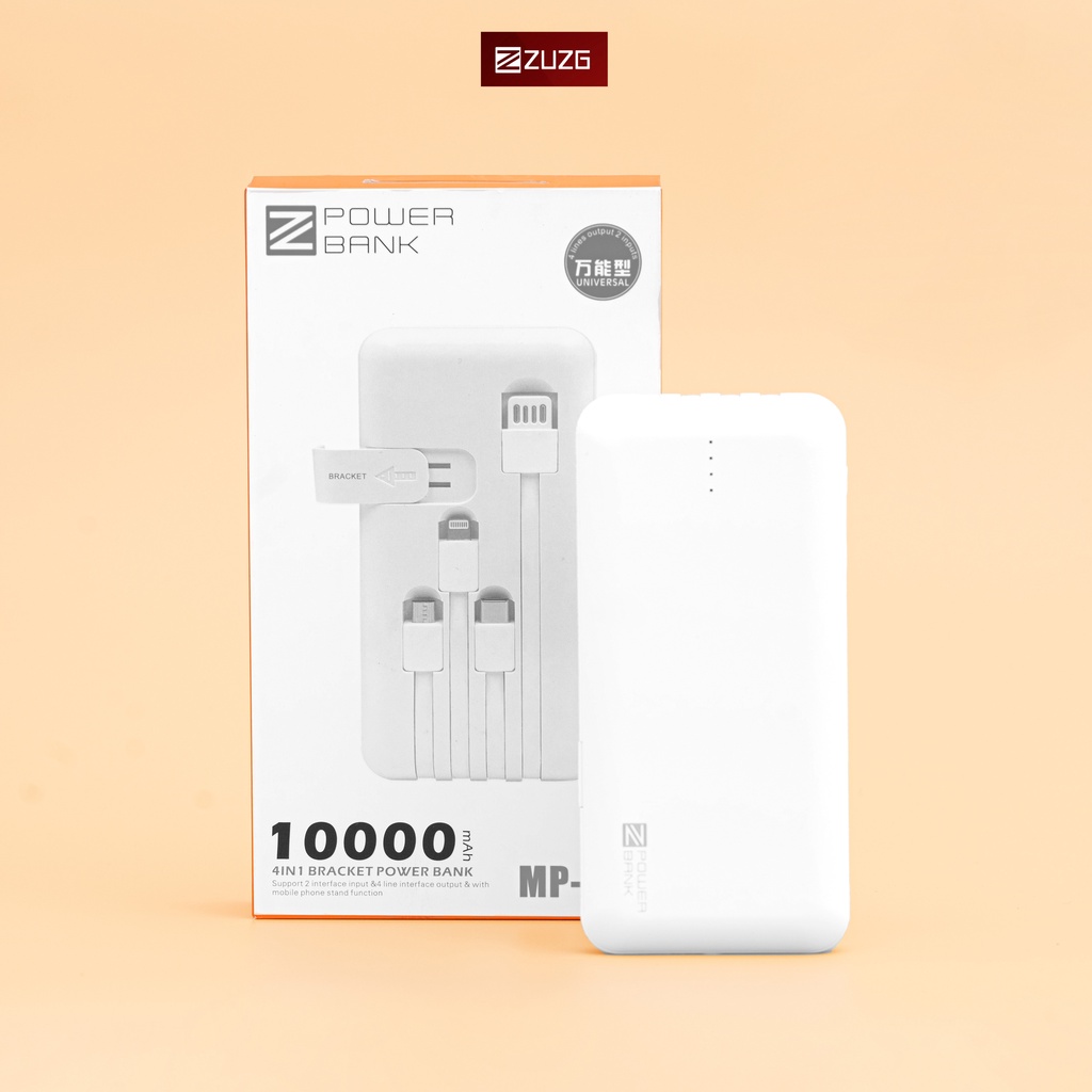 Sạc dự phòng 10000mah 4 trong 1 J03 chính hãng ZUZG