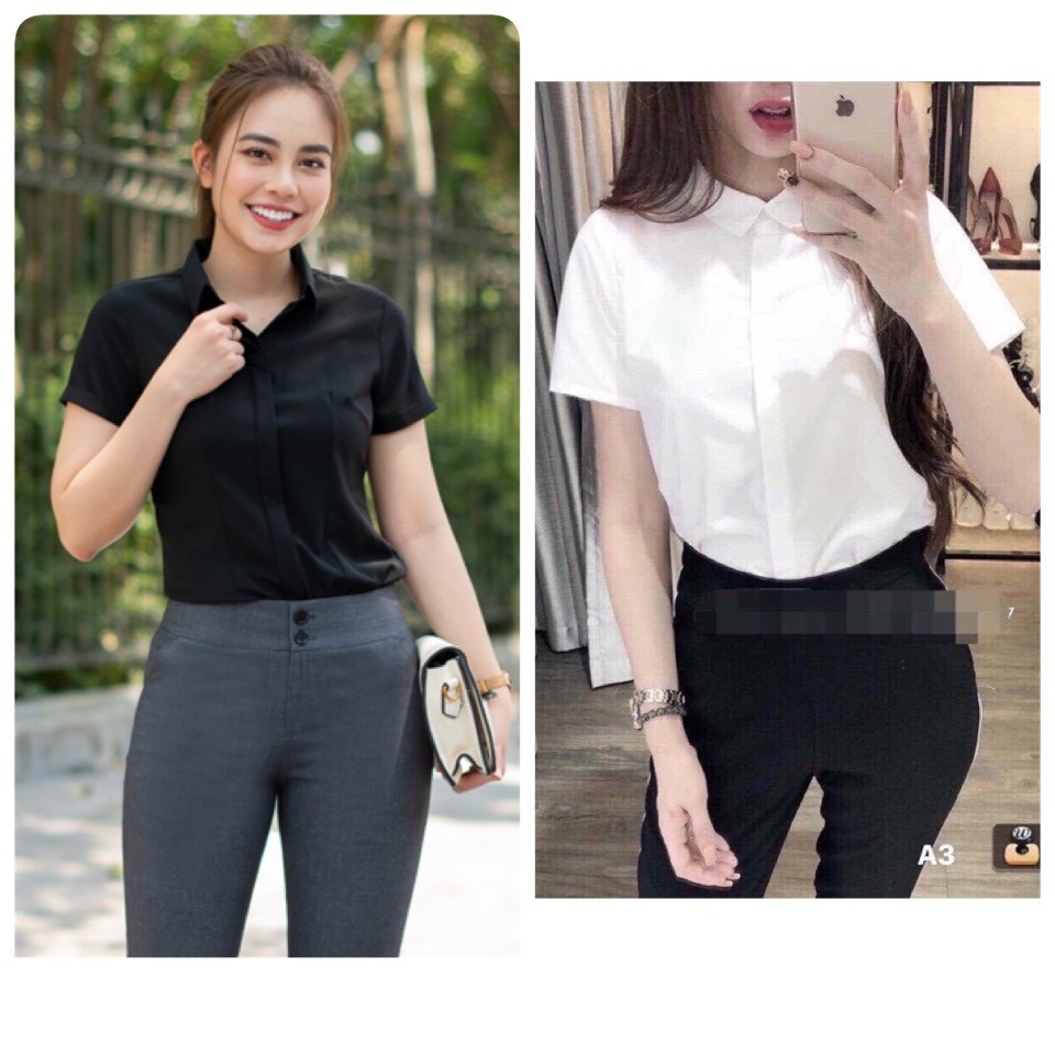 áo sơ mi tay cộc ko túi ( hình thật phía sau)
