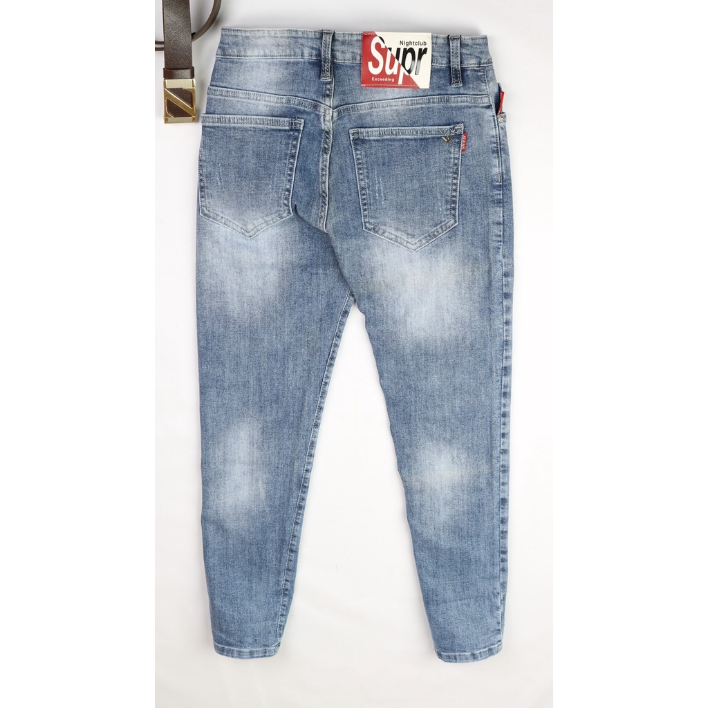 Quần Jean Nam Xanh Bạc X0112 Vải Không Ra Màu Dày Co Giãn Tốt form Slimfit Cao Cấp