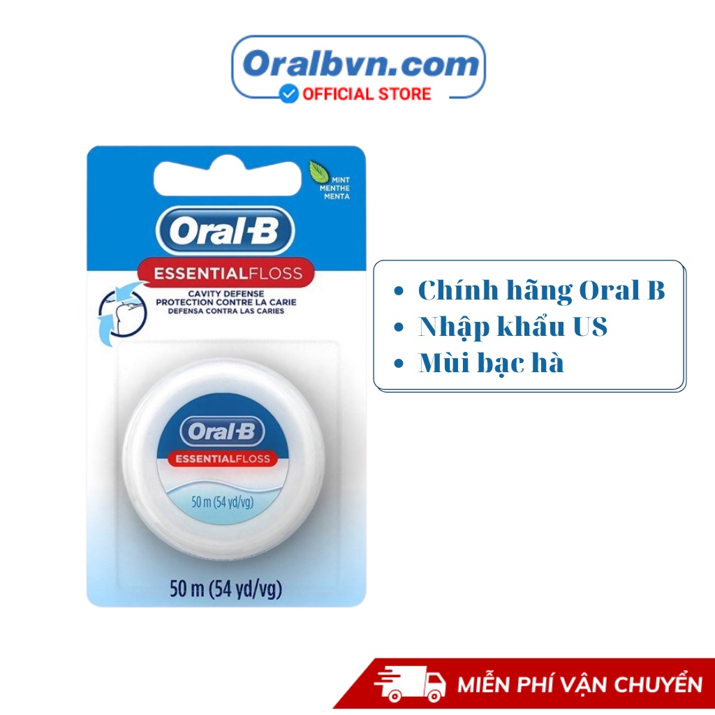 Chỉ Nha Khoa Oral B Essential Floss dài 50m không mùi chính hãng US