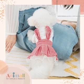 Váy kẻ caro tai thỏ xinh xắn cho thú cưng