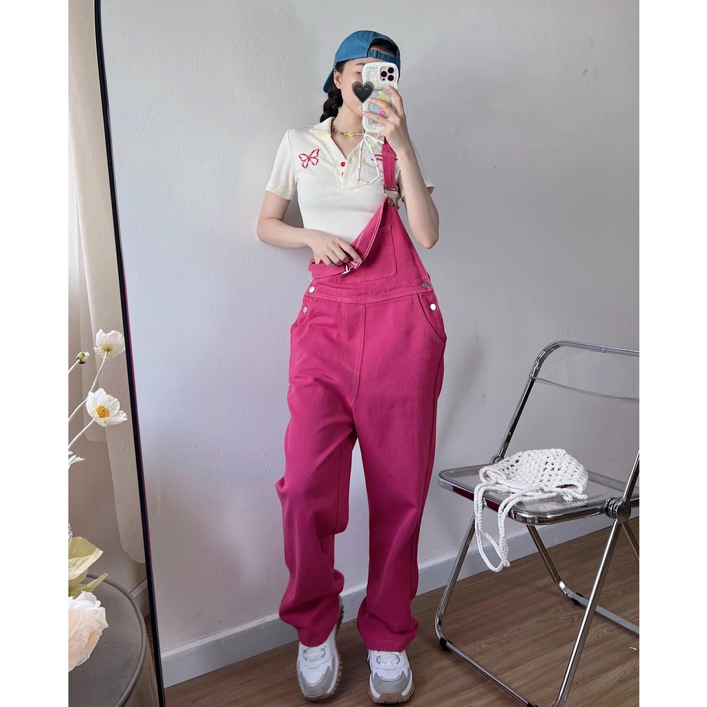 Yếm jeans quần dài HỒNG