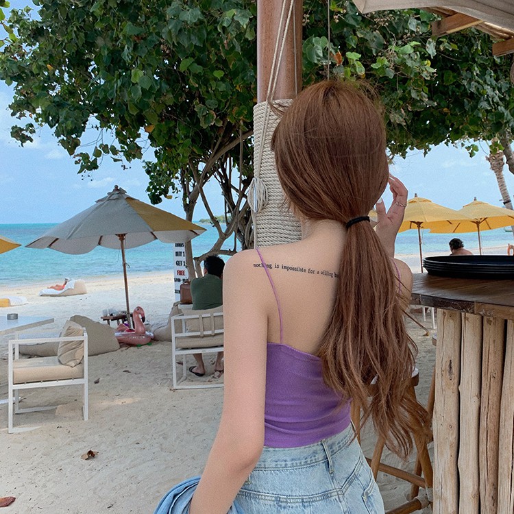 Áo Hai Dây Ngắn Màu Sắc Trơn Thời Trang Mùa Xuân Quyến Rũ Cho Nữ