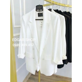 ÁO VEST NỮ KHOÁC BLAZER DÀI 2 LỚP TRẮNG ĐEN, CÓ VIDEO
