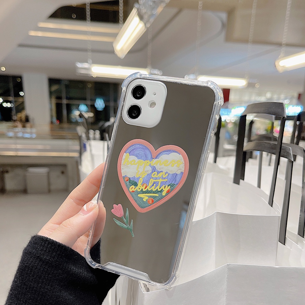Ốp lưng iphone ốp Điện Thoại Mềm Gắn Gương Hình Trái Tim Hoạt Hình Cho iPhone 12 11 6/6plus/6s/6splus/7/7plus/8/8plus/x/xr/xs/11/12/Pro