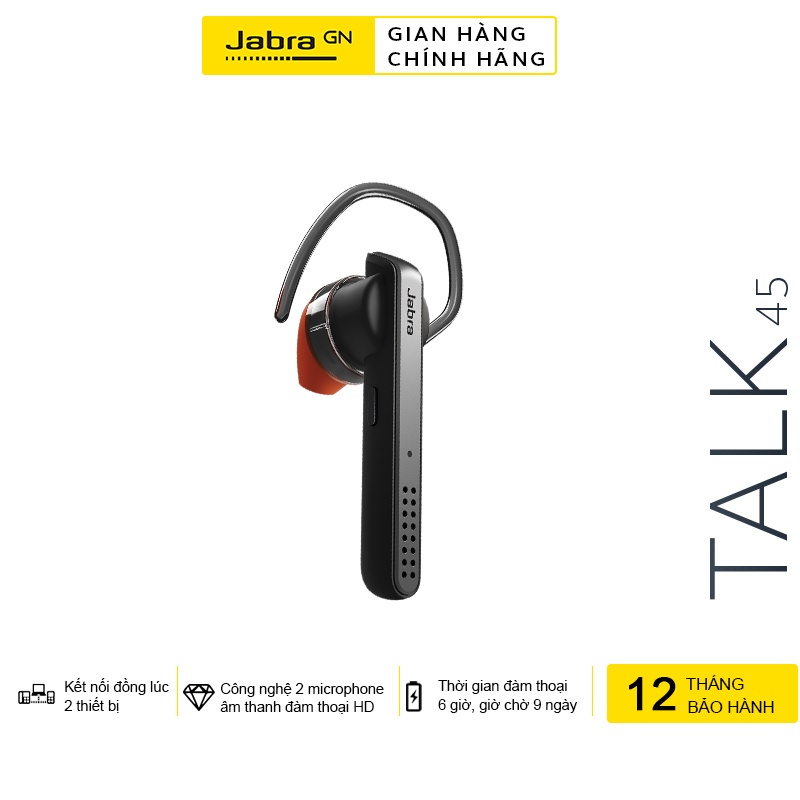 Tai Nghe Không Dây, Bluetooth Đàm Thoại Jabra Talk 45 - Hàng Chính Hãng