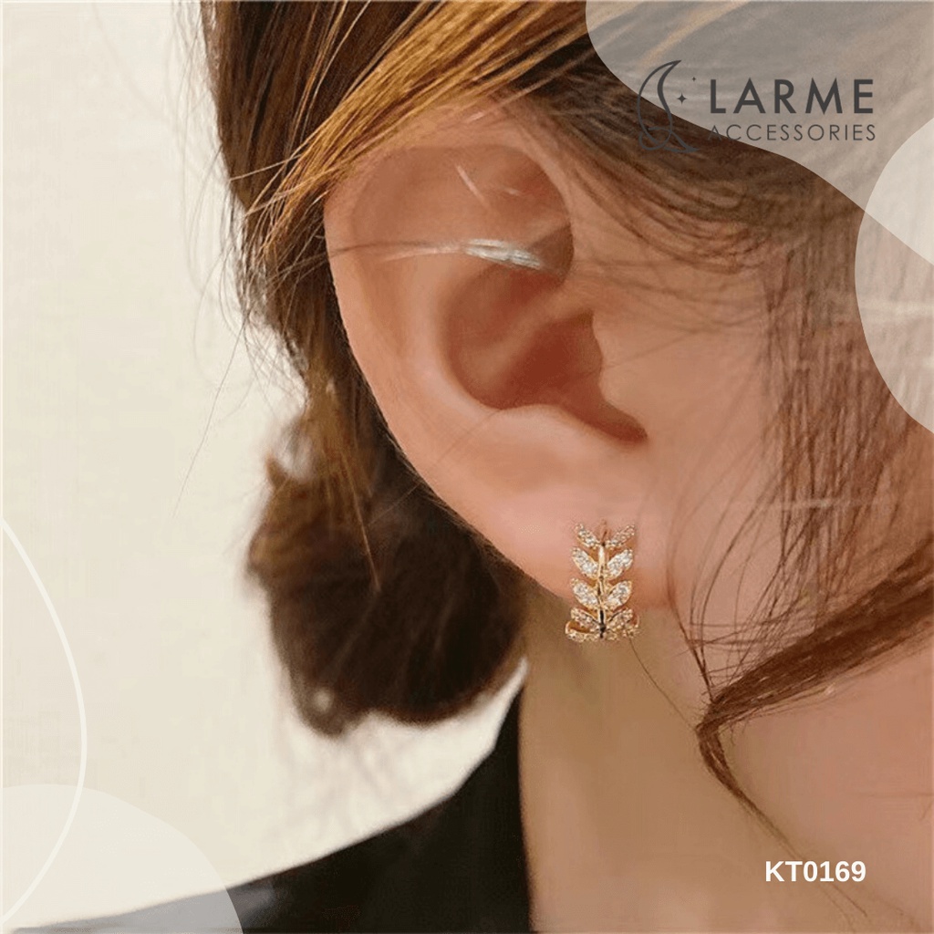Khuyên tai nữ tròn nguyệt quế nhẹ nhàng Larme accessories -KT0169