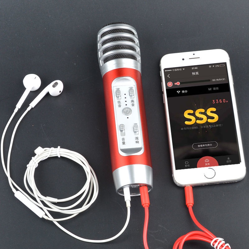Micro Hát karaoke Trên Điện Thoại Máy Tính lS8P Chất Lượng Cao