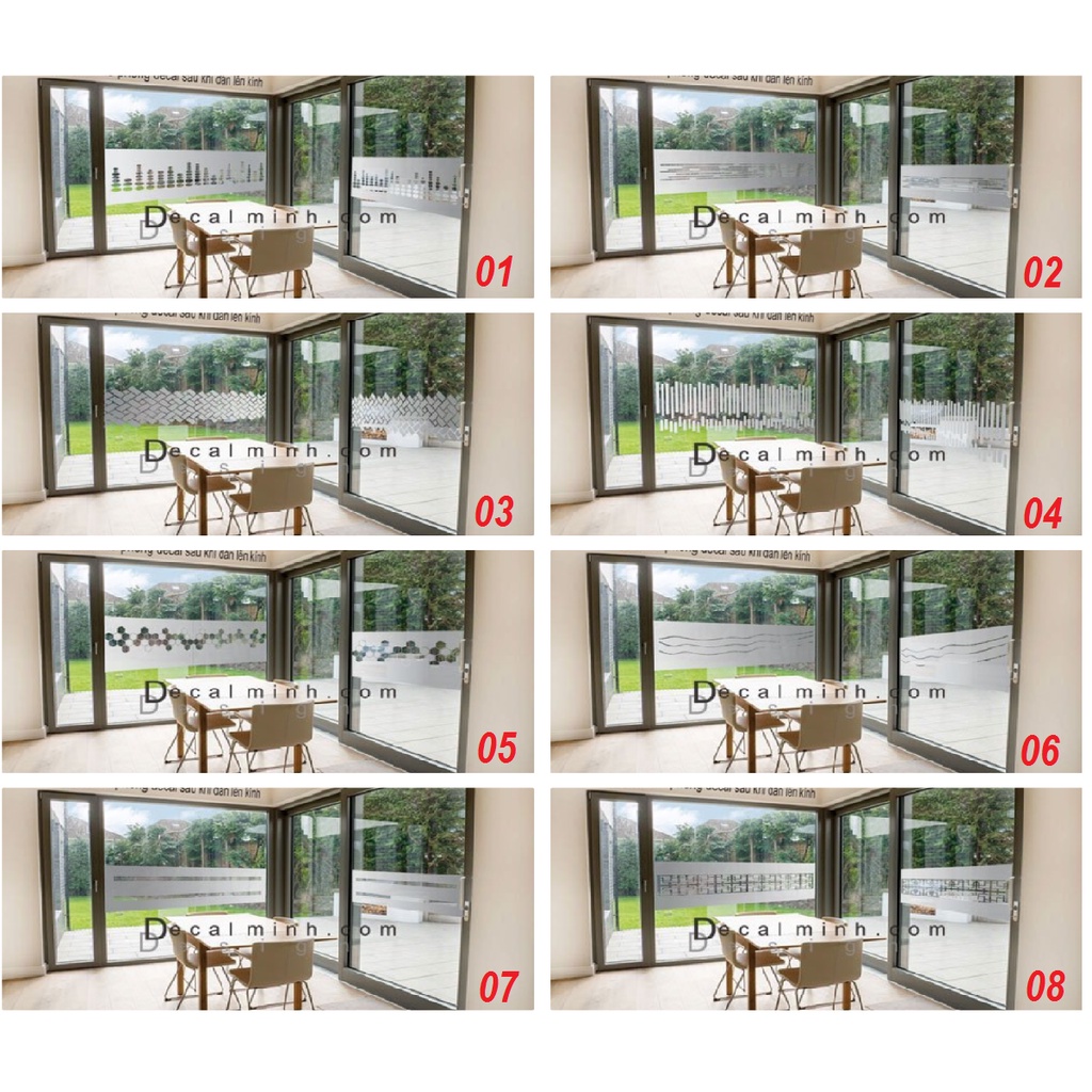 {CHỌN MẪU} Decal dán kính mờ cắt sẳn mẫu văn phòng, quán ăn