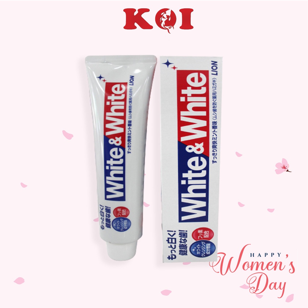 Kem đánh rắng trắng răng White &amp; White Lion hơi thở thơm mát 150g Nhật Bản