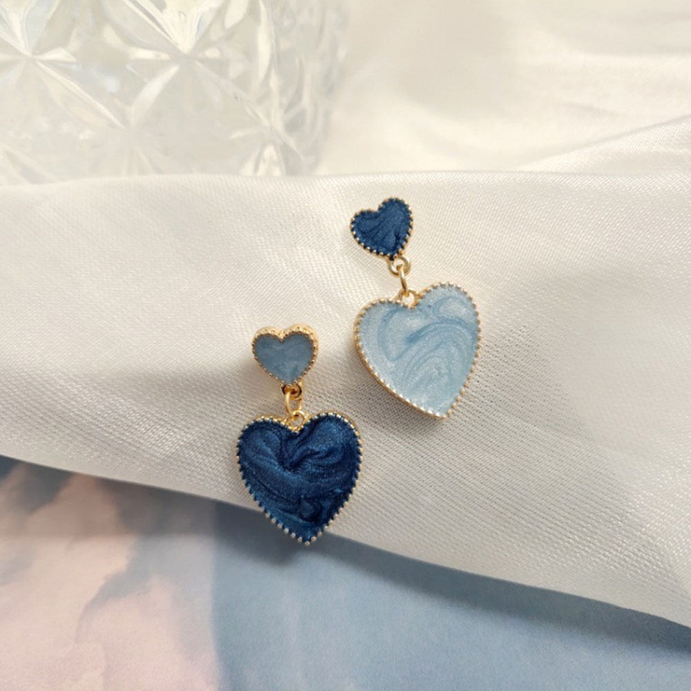 Khuyên Tai Dáng Dài Hình Trái Tim Màu Gradient Thời Trang Cho Nữ