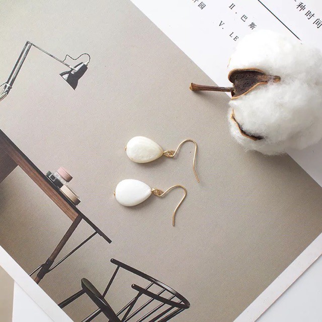 Bông tai GIỌT NƯỚC trắng ngà