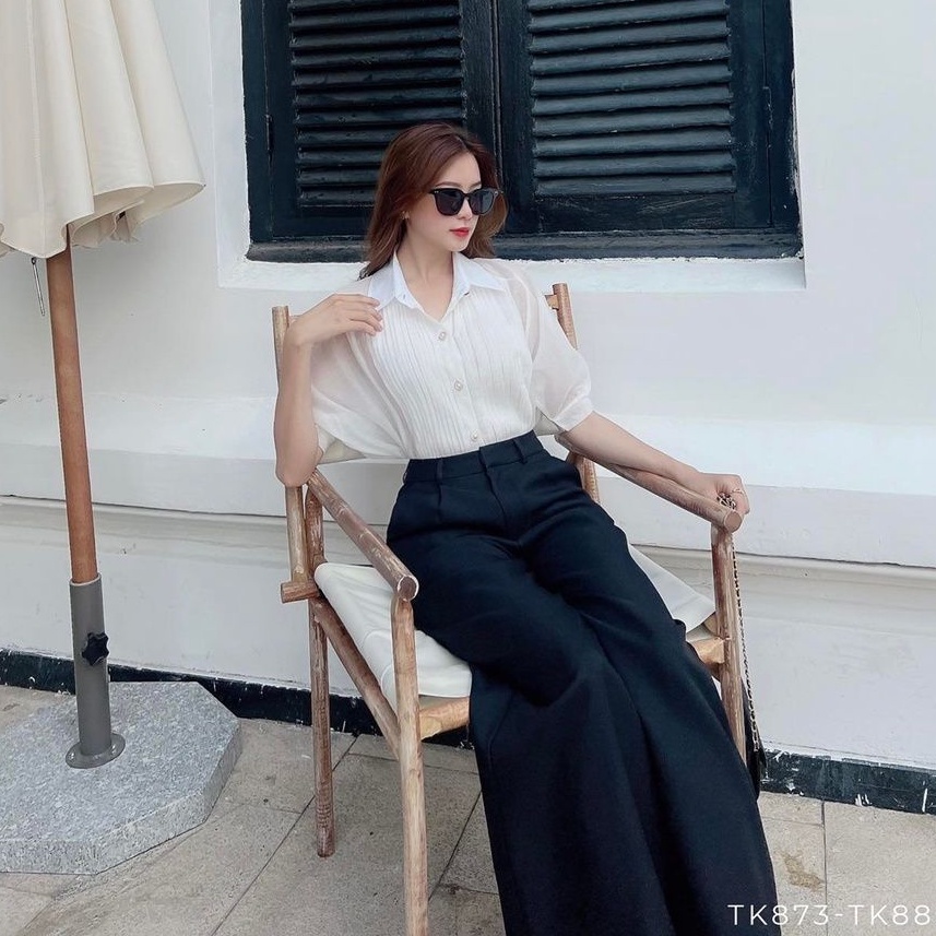 [Ảnh thật] Áo sơ mi xếp li tơ xốp