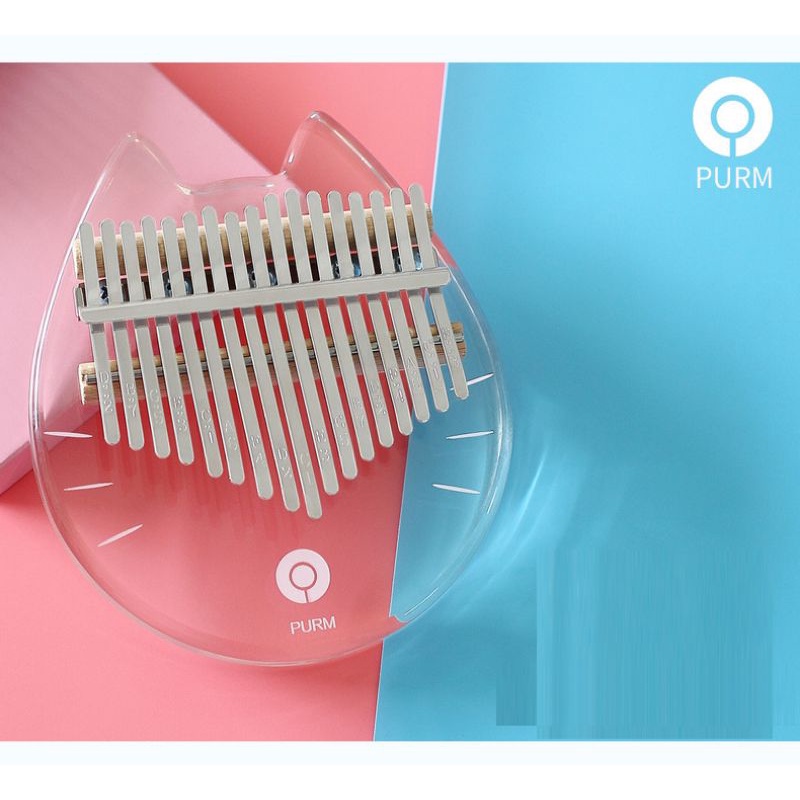 Đàn kalimba 17 phím Purm pha lê trong suốt mèo tặng hộp chống sốc đủ phụ kiện