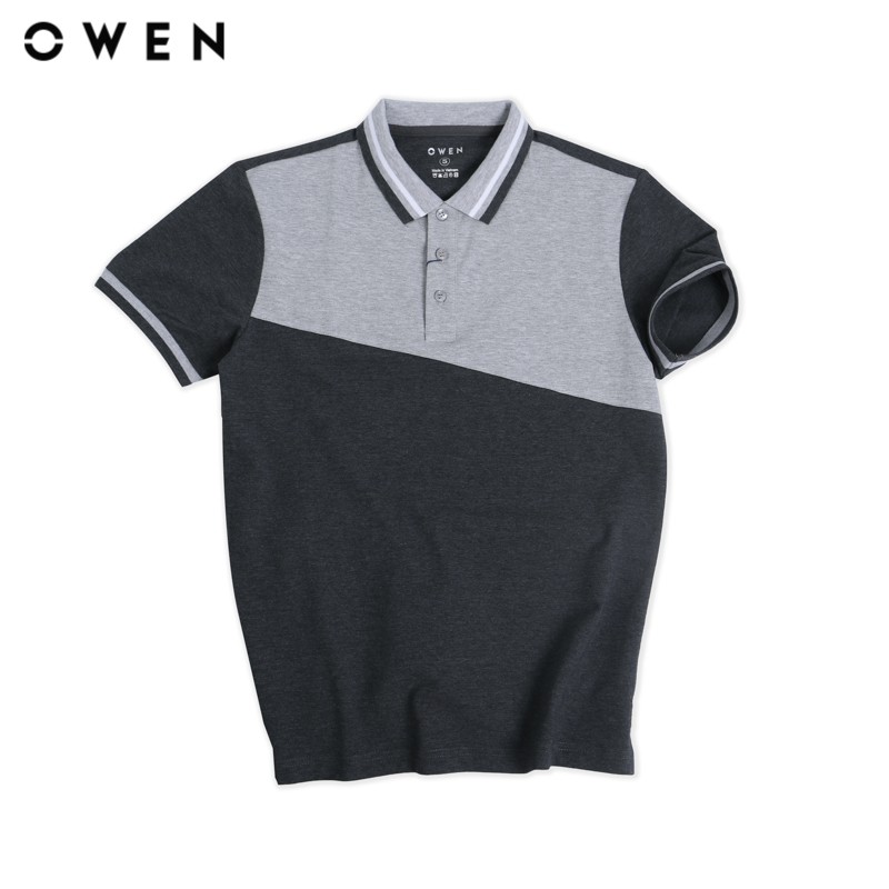 Áo polo ngắn tay nam Owen dáng Bodyfit màu xám đen - APV22337