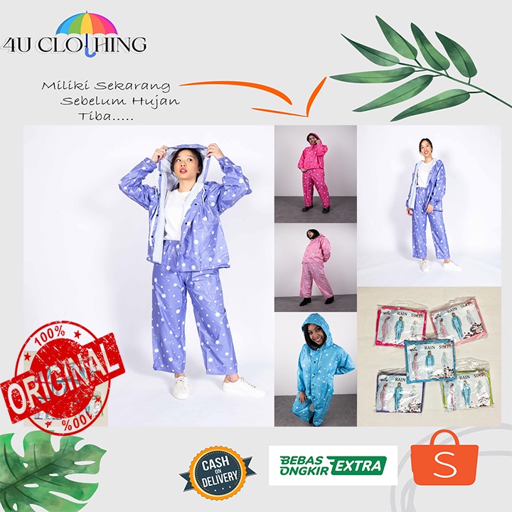 Bộ Áo Khoác / Quần / Áo Mưa / Áo Mưa Chống Nhăn Họa Tiết Chấm Bi / Chấm Bi GRC - FL05 4U Cho Nữ