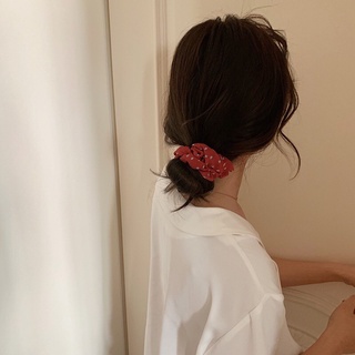Dây cột tóc họa tiết chấm bi phong cách Hàn Quốc, chất liệu lụa