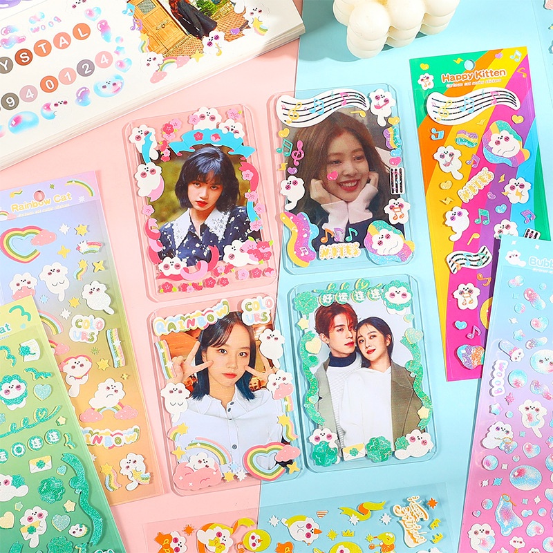 1 Tờ Nhãn Dán Mèo Hoạt Hình Dễ Thương