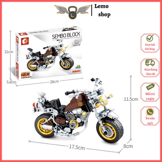 Đồ chơi xếp hình Motorcycle Yamaha xe máy, xe đua, xe phân khối lớn Lemoshop hơn 200 chi tiết của sembo block s701111