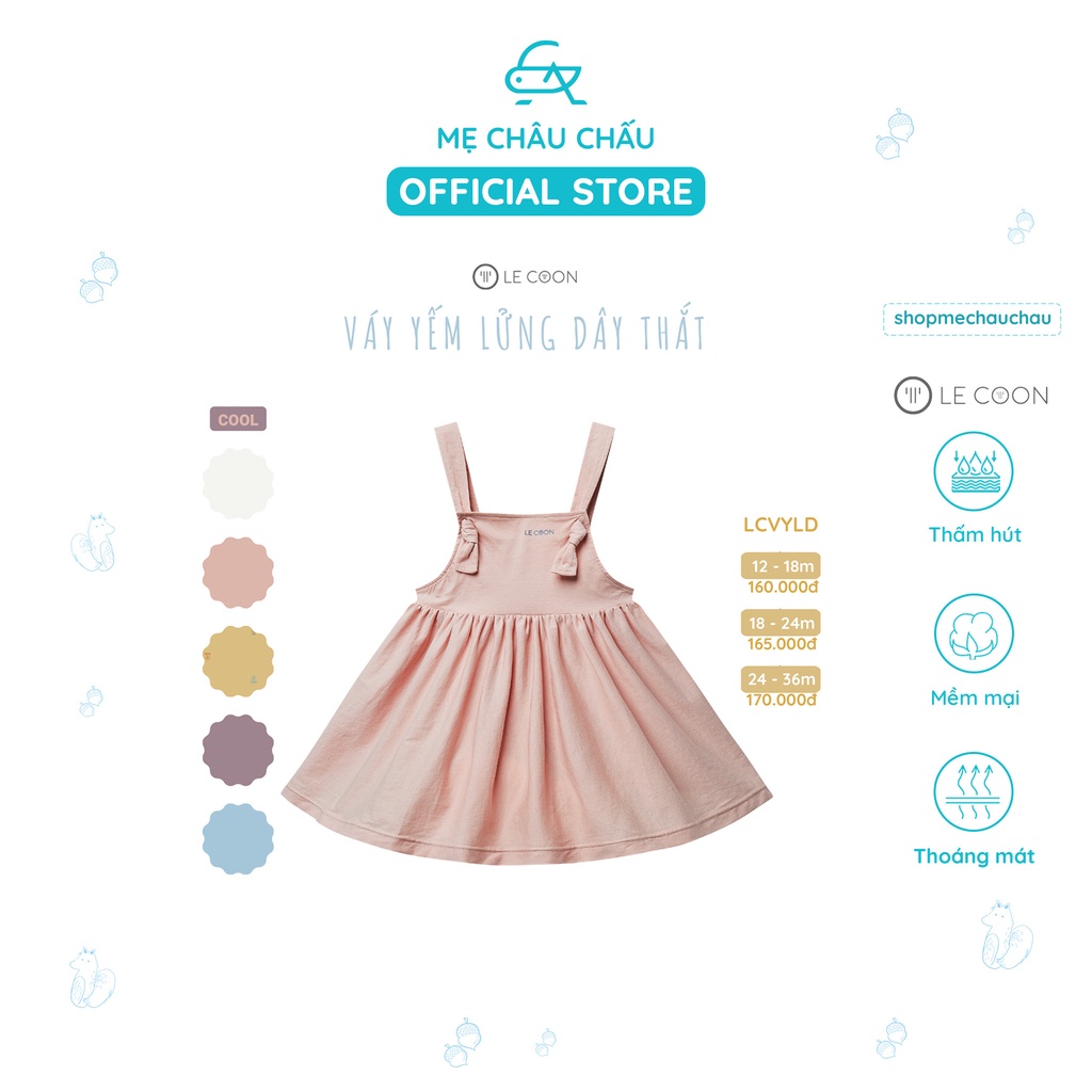Váy Yếm Lửng Dây Thắt Hồng Phớt Le Coon COOL Lecoon (Size 3-6 Tháng đến 2-3 Tuổi)