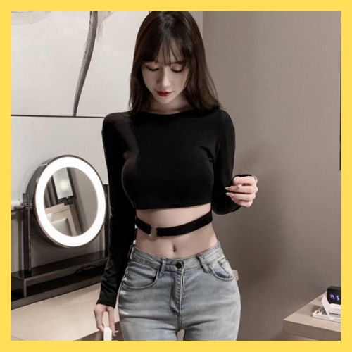 Áo croptop dây khuy siêu đẹp - Áo croptop thu đông phong cách Hàn Quốc - MIUMIU CLOTHINGS