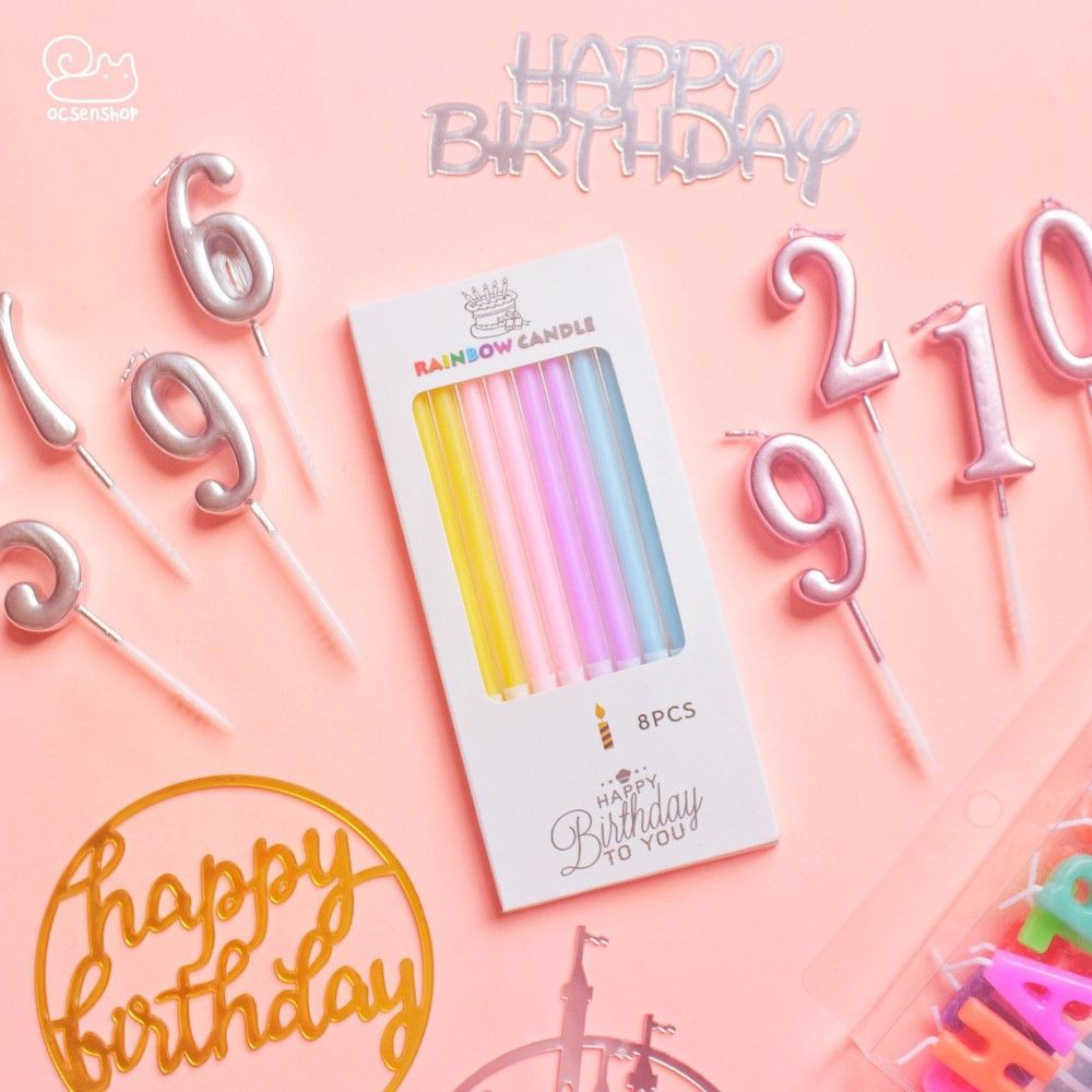 Set nến thẳng Rainbow Happy Birthday