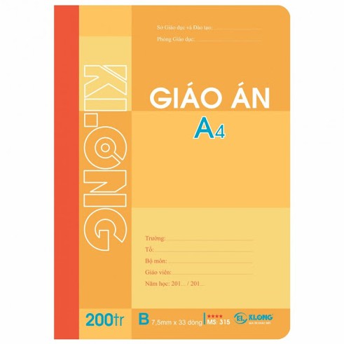 Sổ giáo án A4 200 Trang KLong mã số 315