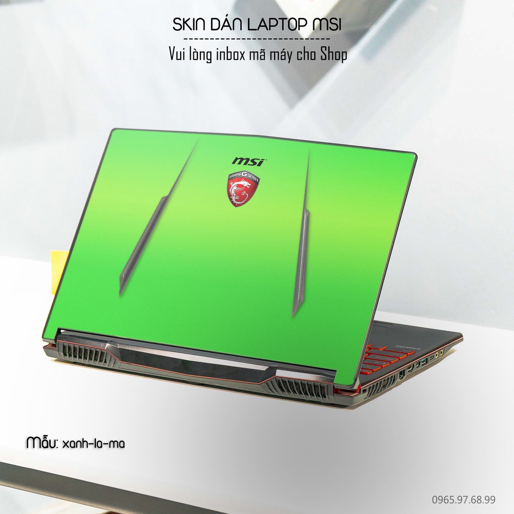 Skin dán Laptop MSI màu xanh lá mạ (inbox mã máy cho Shop)