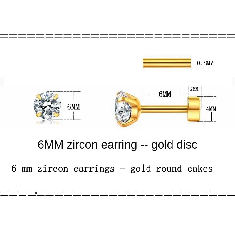 Khuyên Tai Tích Hợp Bốn Móng Đính Đá Zircon Trong Suốt