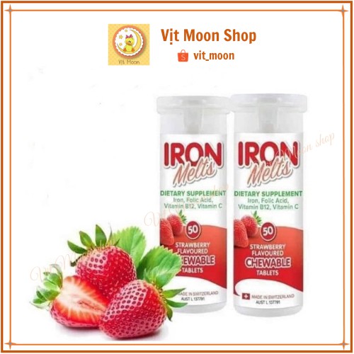 Sắt Ngậm Iron Melts vị dâu Úc | Thế Giới Skin Care