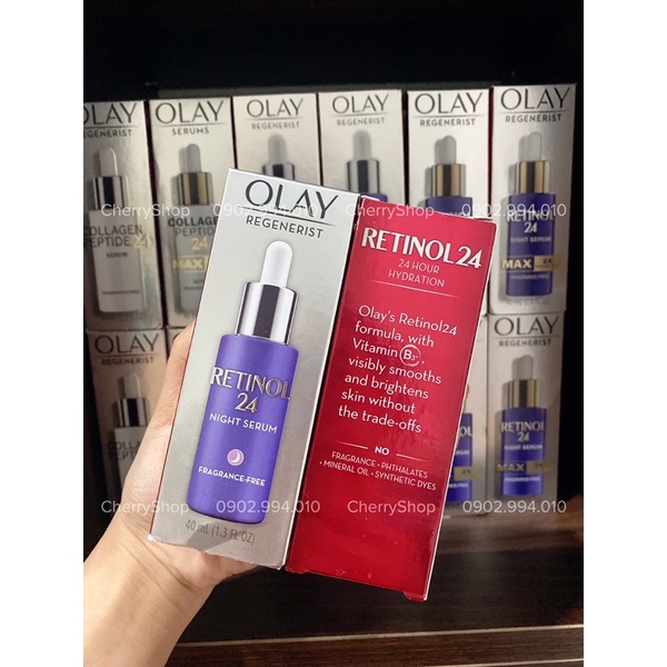 [Hàng USA] Tinh chất serum trắng da và cấp ẩm Olay Regenerist Retinol 24 Night (40ml)