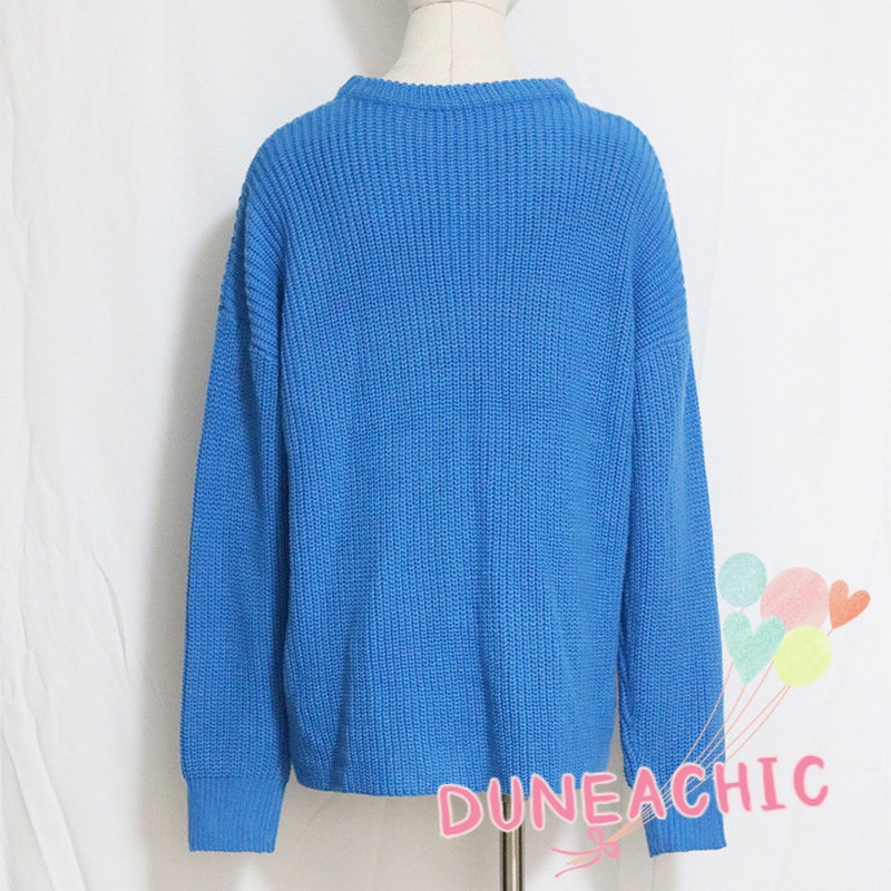 DUNEA Áo Sweater Tay Dài Cổ Tròn Plus Size Cho Nữ