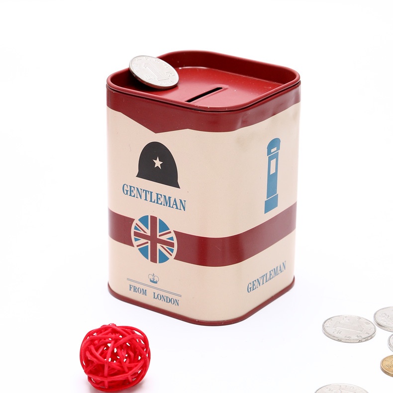 Hộp Thiếc Đựng Tiền Tiết Kiệm Hình Vuông In Hoạt Hình Sáng Tạo