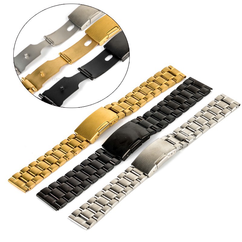 Dây Đồng Hồ Bằng Thép Không Gỉ Dạng Thẳng 3 Màu Uieepgp 18 / 20 / 22 / 24mm