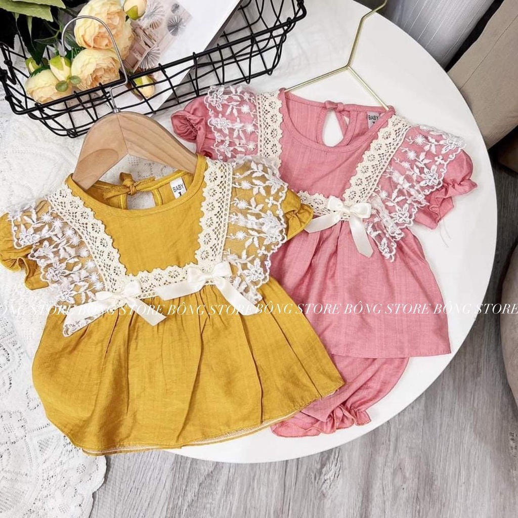 🍂 Set bộ rời kết hợp ren nơ xinh xẻo chất vải mềm mịn cho bé yêu