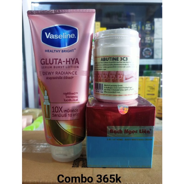Combo siêu trắng bạch ngọc liên+vaseline+kích 3C3 chính hãng