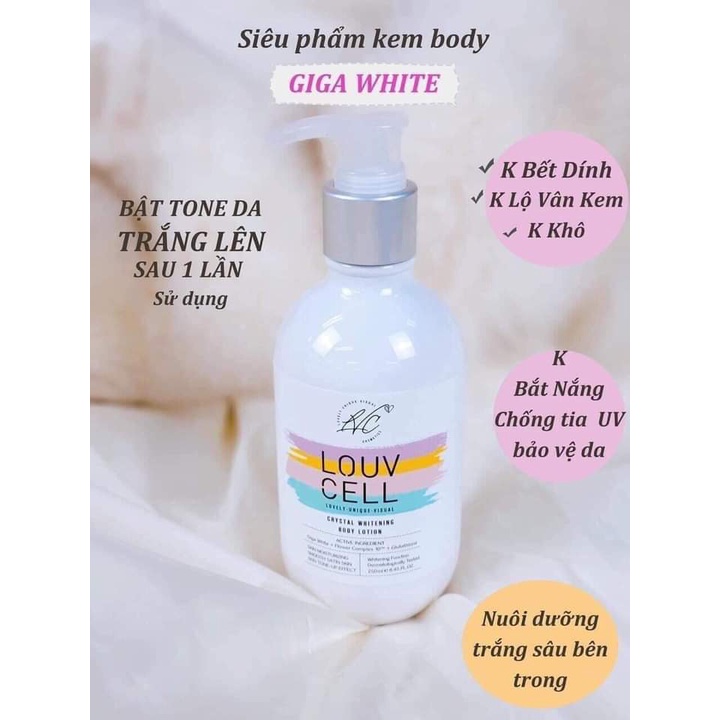 Kem dưỡng trắng body Louv Cell Hàn Quốc giảm thâm, giúp da đều màu chai 250ml - CO139