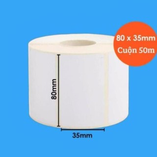 GIẤY IN MÃ VẠCH, DECAL TEM NHÃN Decal tem nhãn 80x35 mm 1 tem/hàng cho máy in có cuộn mực