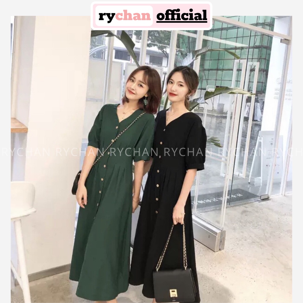 Đầm Xoè Mdi Sơ Mi Cổ V 2 Màu - DX315