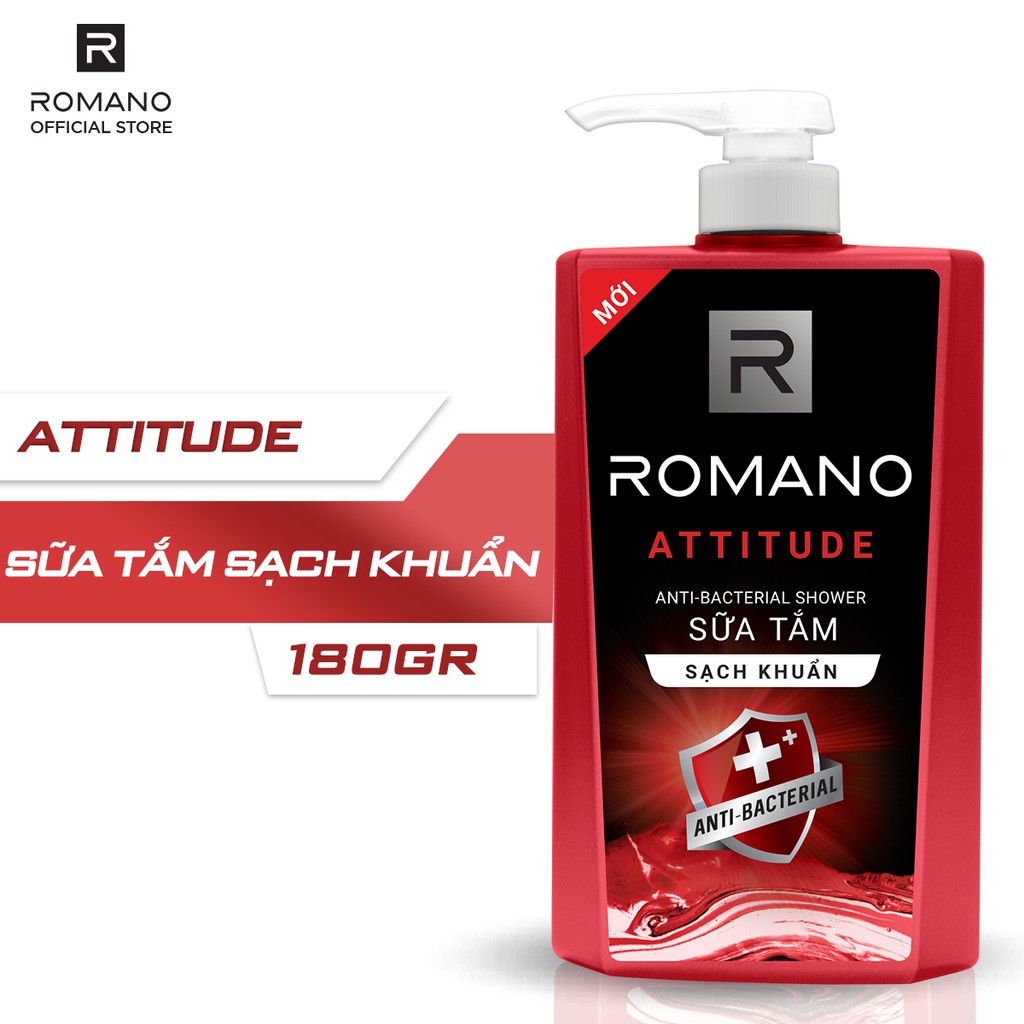 Combo Dầu gội và Sữa tắm sạch khuẩn Romano Attitude 650g/chai