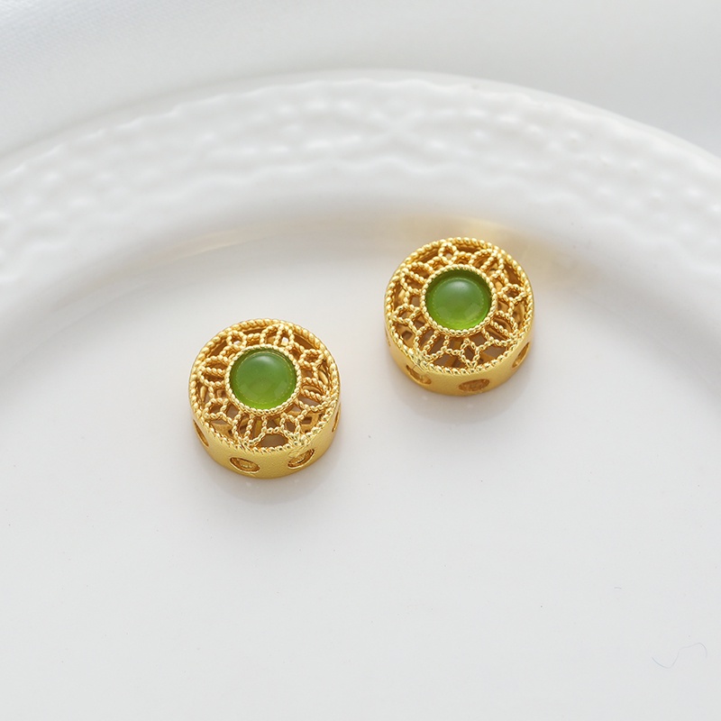 Chuỗi Hạt Tròn Rỗng Màu Vàng Đồng 18k 10mm Dùng Làm Trang Sức diy