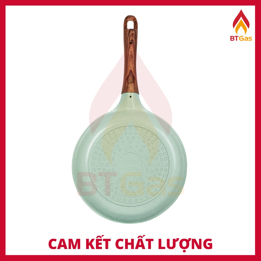 Chảo đúc đáy từ chống dính men đá ceramic xanh ngọc Green Cook GCP06 size 20-24-26-28 cm công nghệ Hàn Quốc