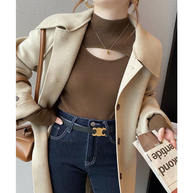 Áo sweater Dệt Kim Dáng Ôm Phong Cách Thời Trang Hàn Quốc Dành Cho Nữ