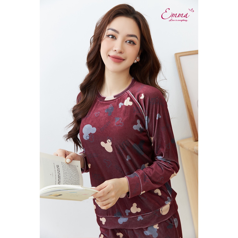 Bộ Đồ Mặc Nhà Nhung Cổ Tròn Mickey Emma ETN.21.042.10