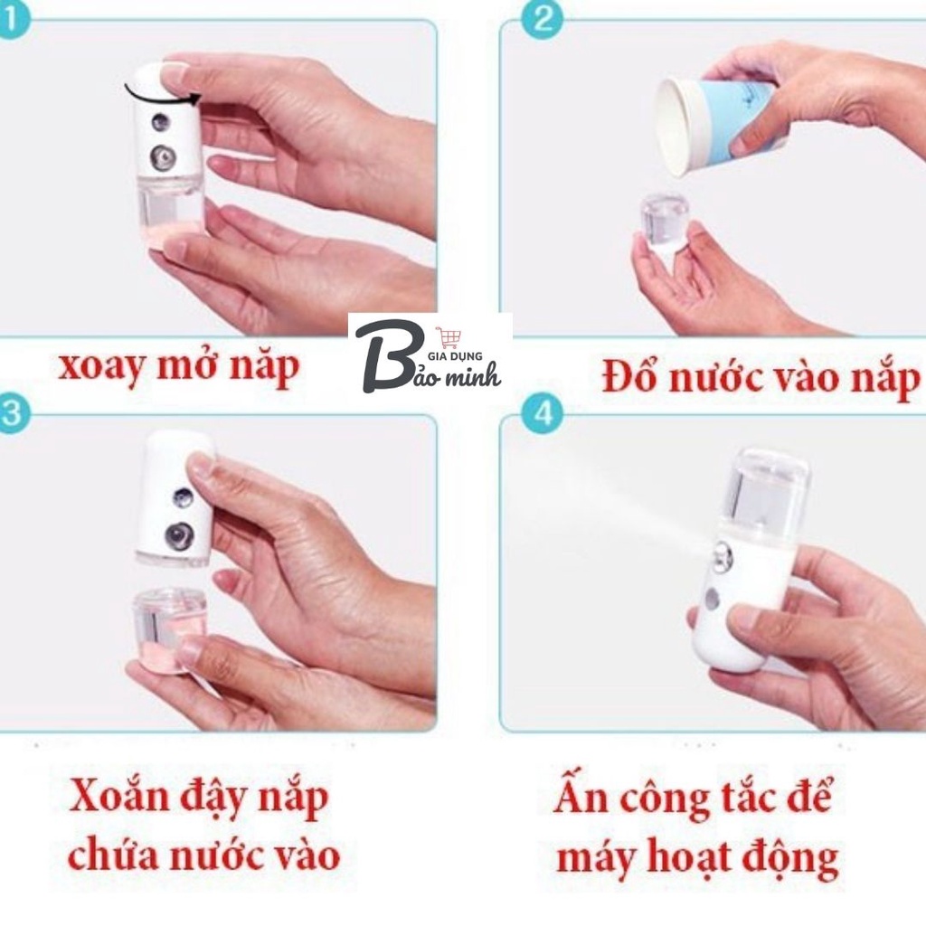 Máy phun Sương Cầm Tay Tạo Ẩm Nano , Máy Xông Mặt Mini Spa Giá Rẻ, Xông Tinh Dầu Xịt Khoáng cấp ẩm