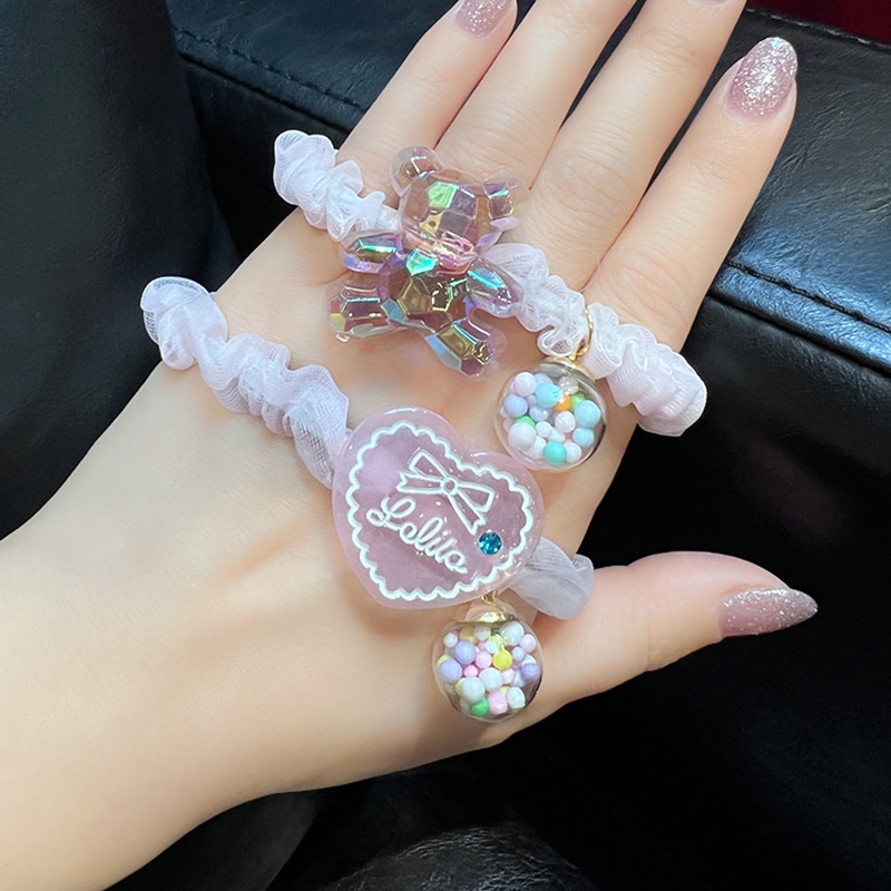 Dây Buộc Tóc Xếp Ly Màu Hồng Nhạt Ngọt Ngào Phong Cách Hàn Quốc Cho Nữ