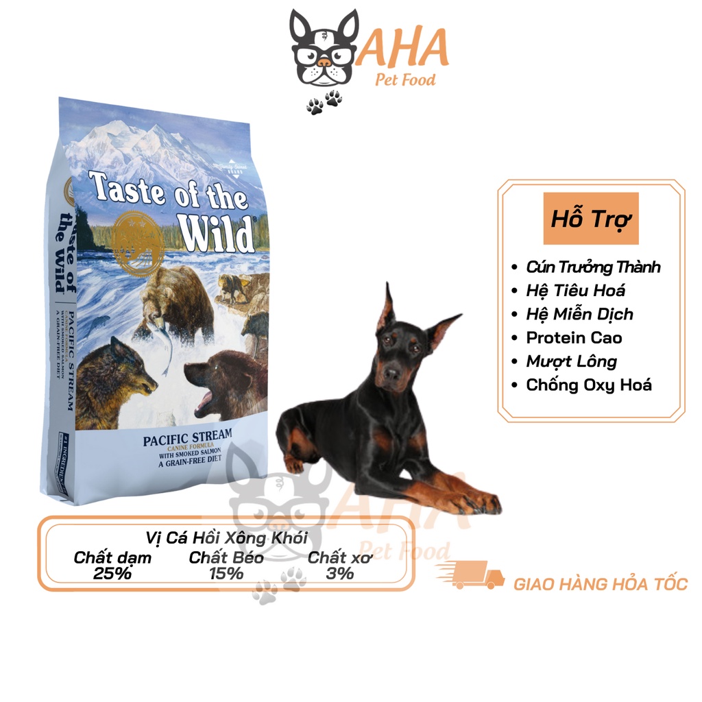 Thức Ăn Cho Chó Doberman Taste Of The Wild Bao 2kg - Pacific Stream Thức Ăn Cho Chó Vị Cá Hồi Xông Khói, Rau Củ Quả